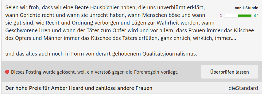 freie Meinung zensiert